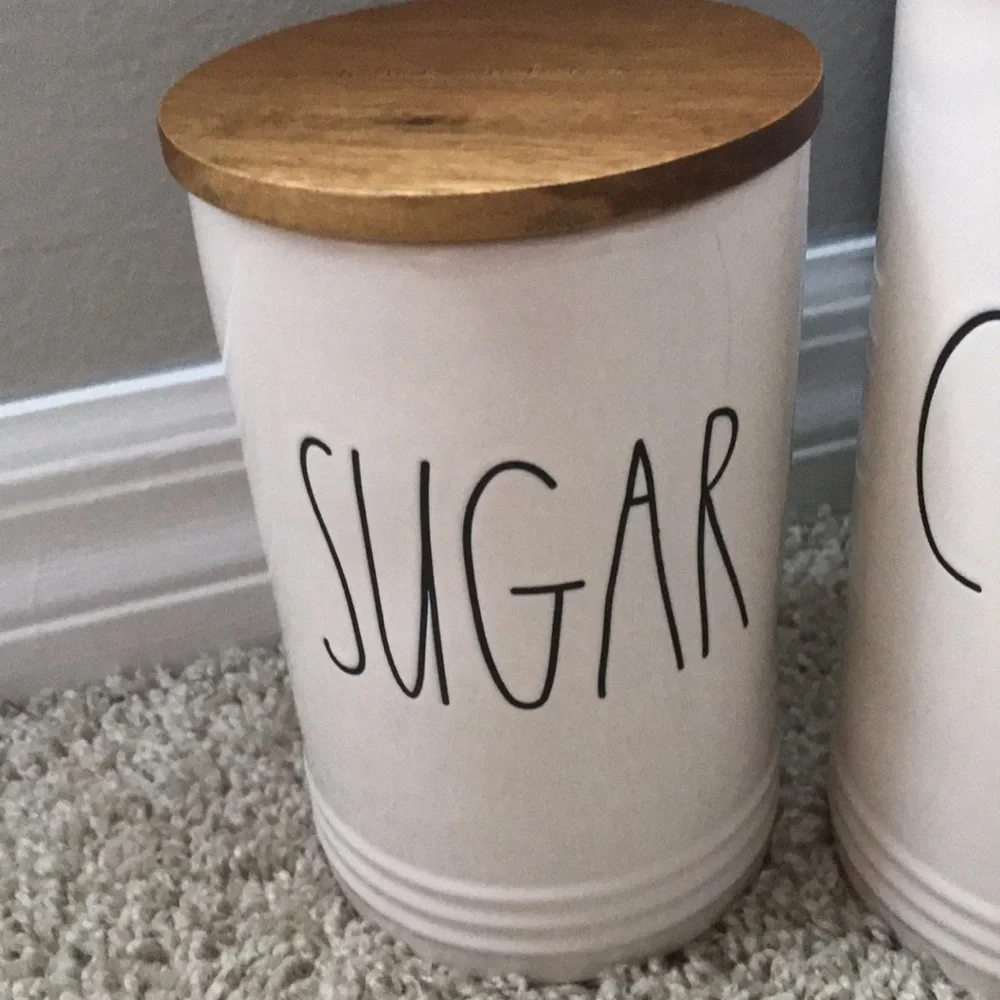NWT RAE DUNN SUGAR & CEREAL CANISTER Cellar Wood